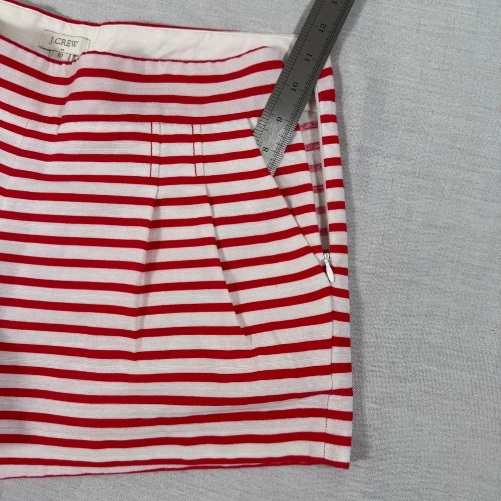 J.Crew Womens Size 10 Red White Striped Cotton Linen Shorts Nautical 46966‎